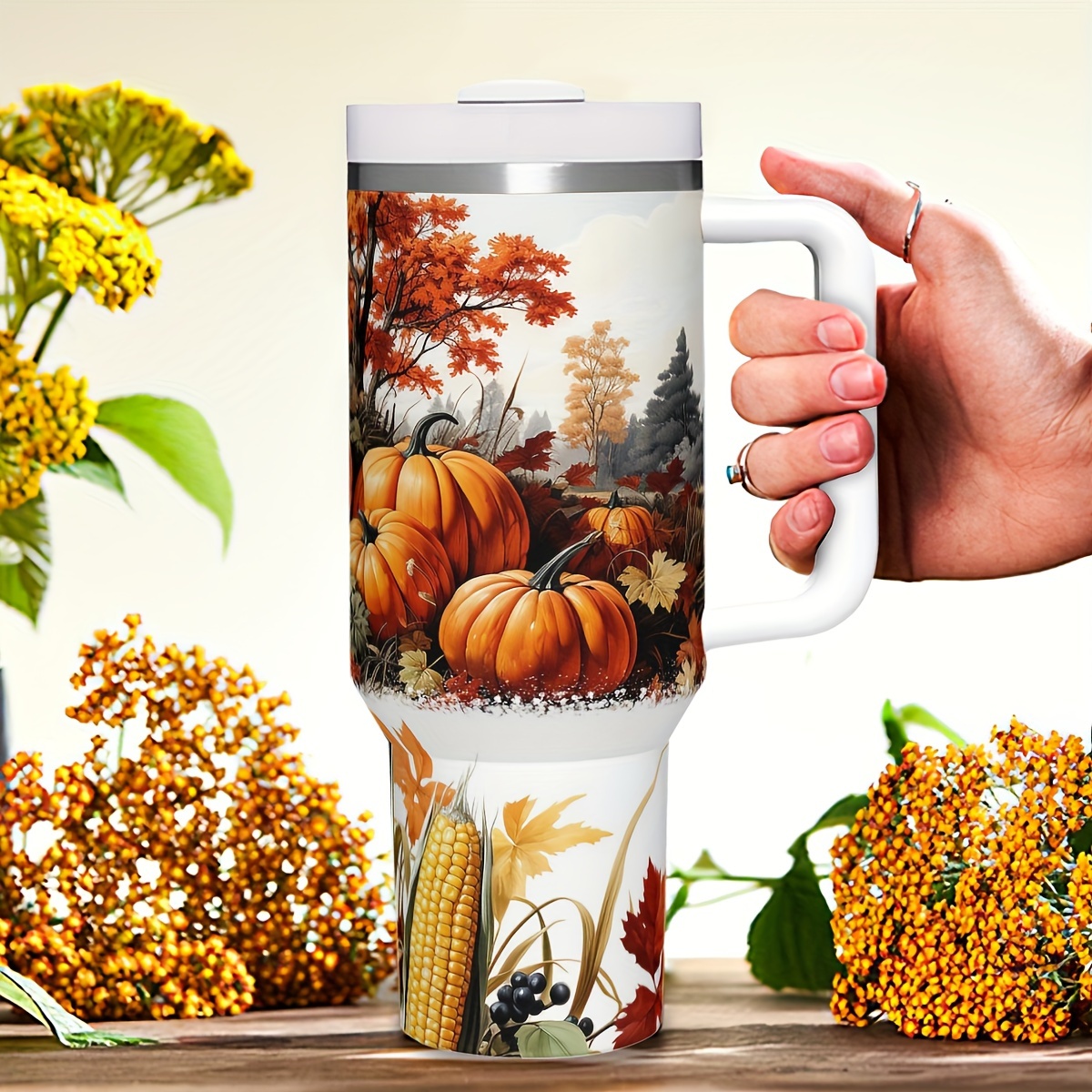 Travel Accessories Gift Ideas - 1 adet 40oz Sonbahar Balkabaklı Yalıtımlı