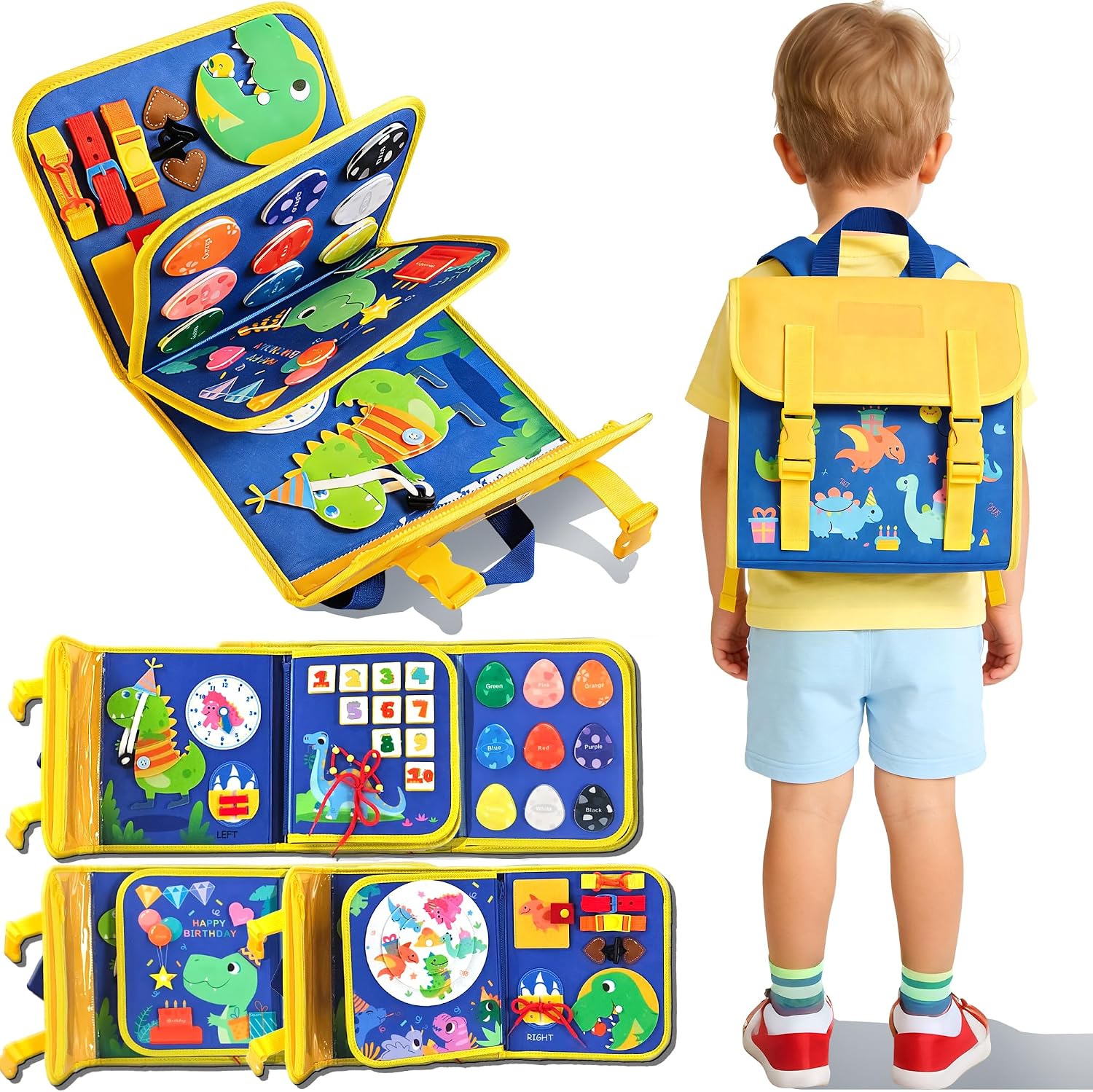 Travel Accessories Toddler - Dinozor Temalı Çocuk Aktivite Çantası, Taşınabilir
