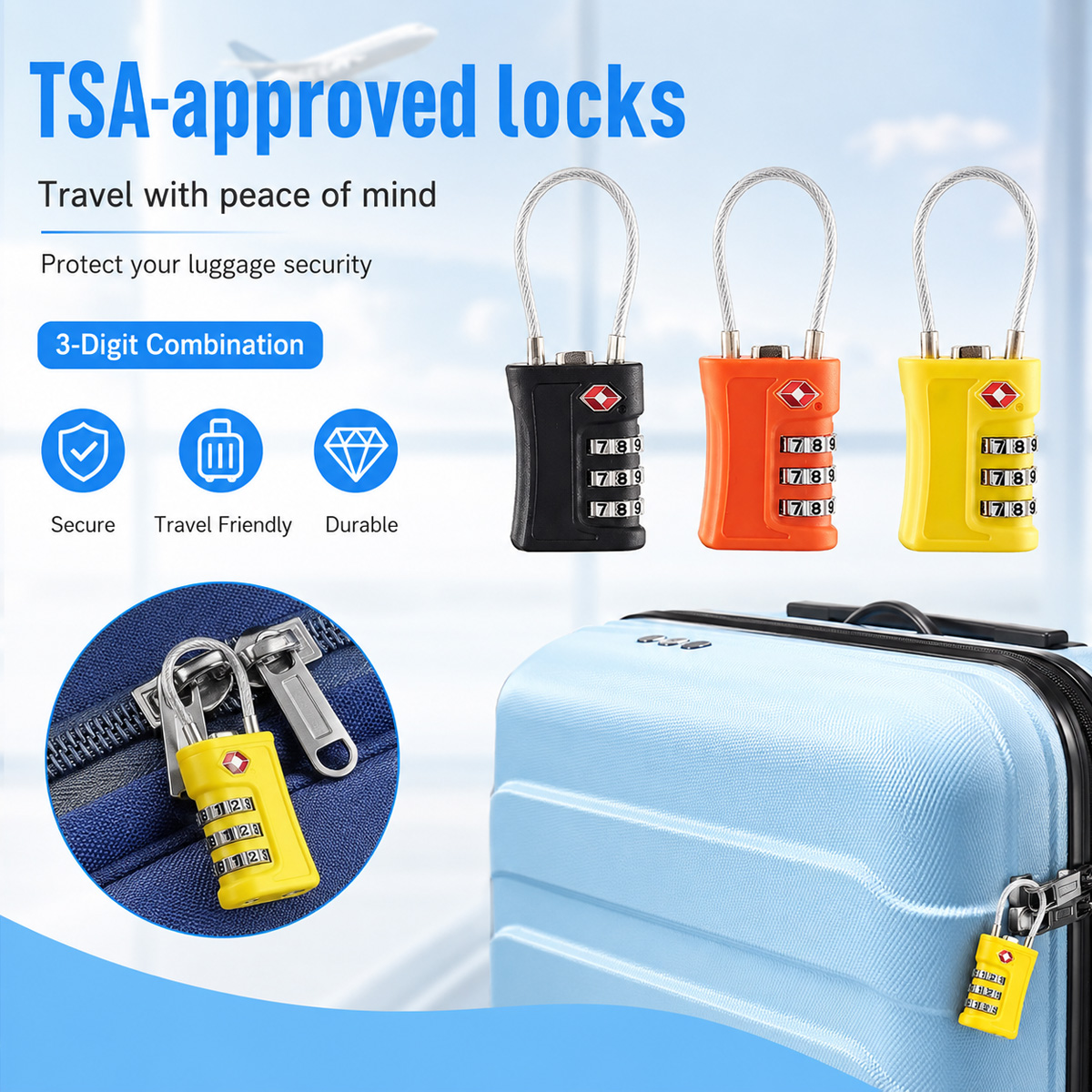 Travel Accessories Electronics - TSA Onaylı Bagaj Kilidi 3 Haneli