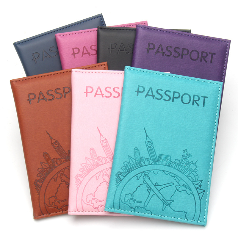 Travel Accessories On Plane - Global Flight Baskılı Pasaportluk Deri Pasaport