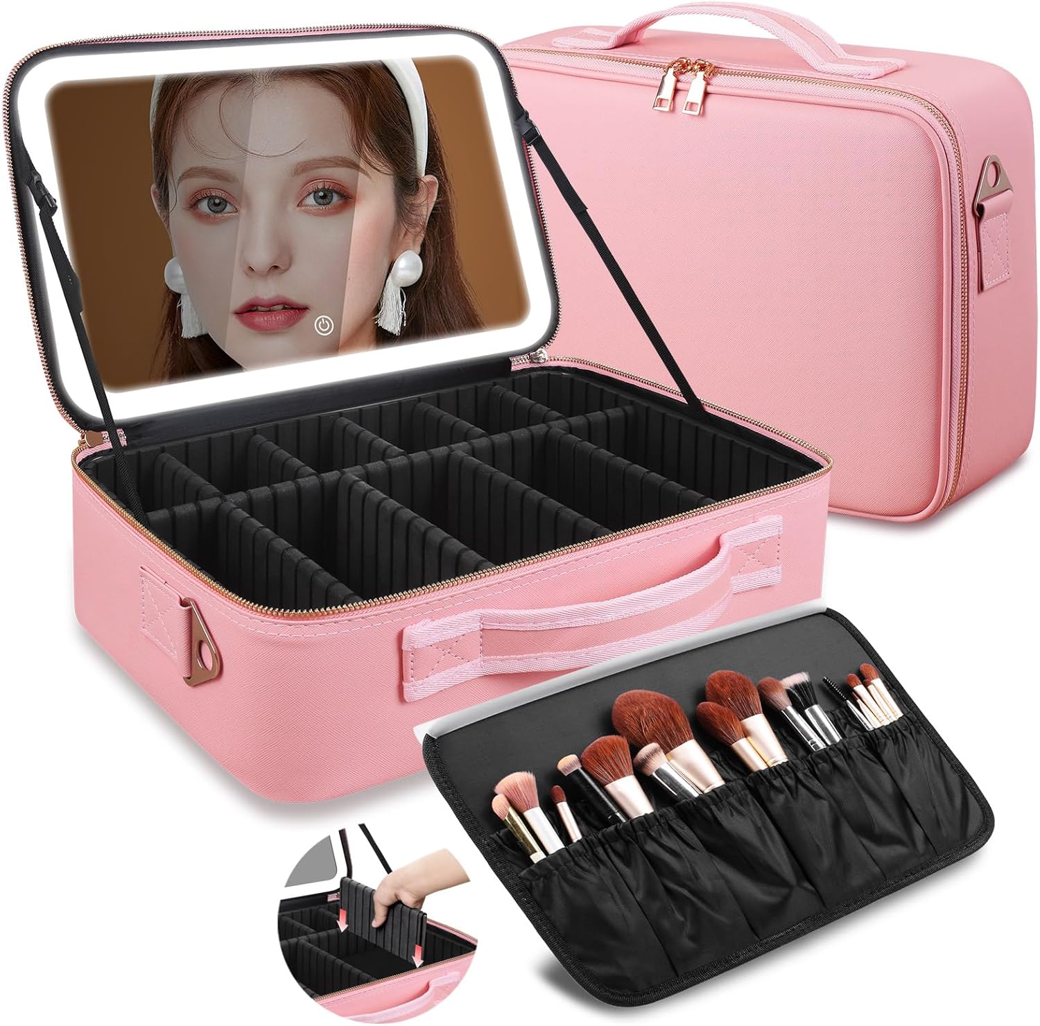 Travel Accessories Organizer - Büyük Kapasiteli Makyaj Çantası 15''X11'' LED